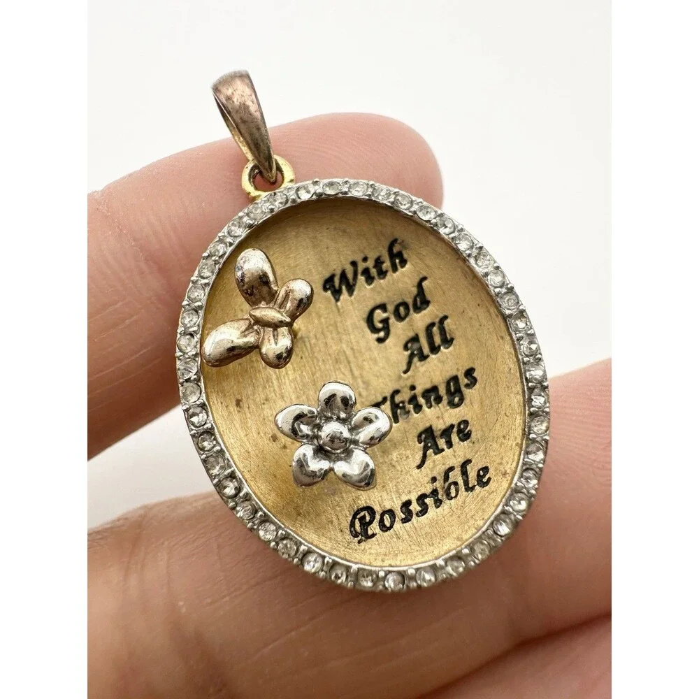 RL 925 Sterling Silver Gold Vermeil With God All Things Are Possible Pendant